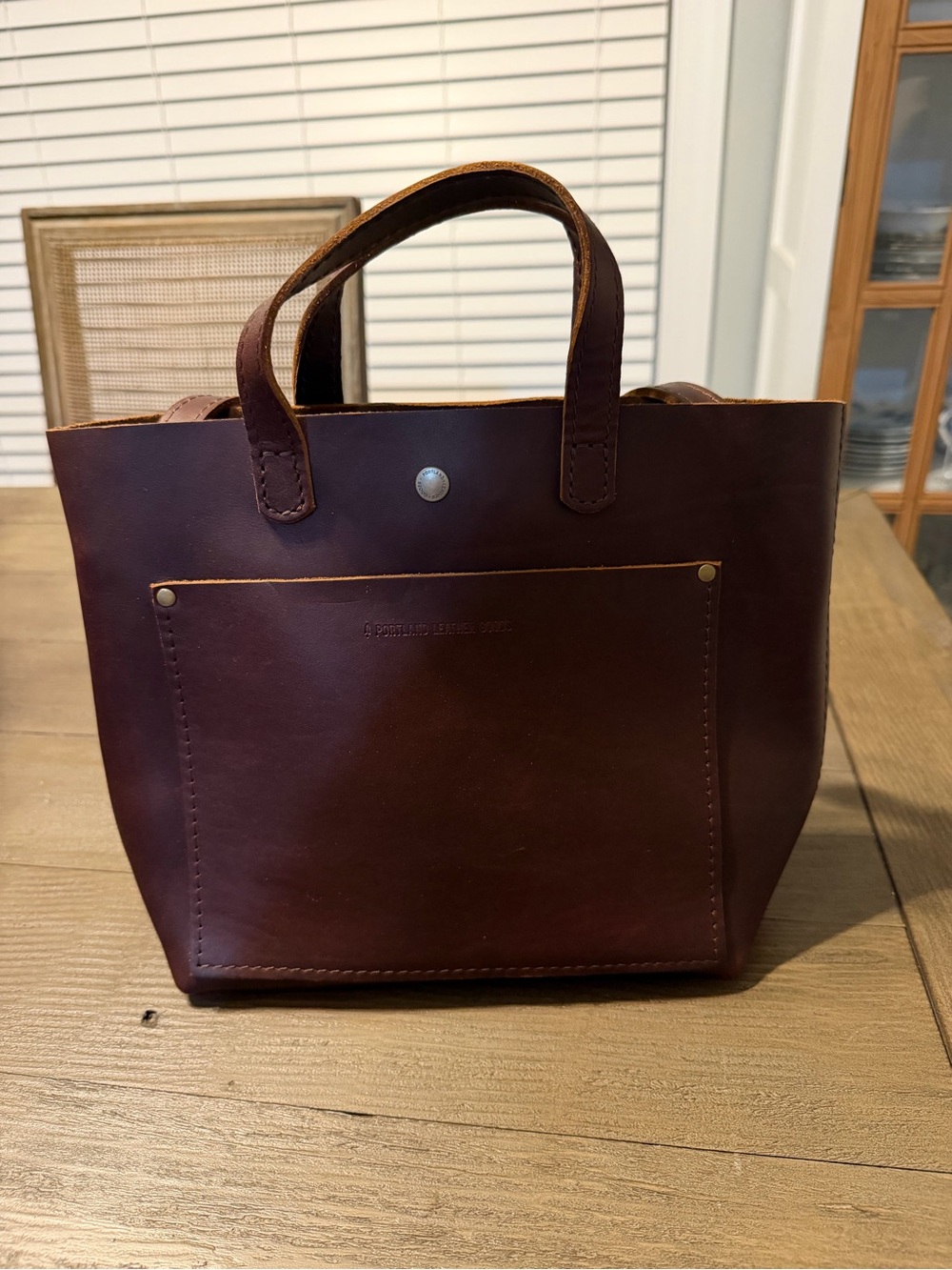 Portland Leather Small Messenger Tote - Deep Chestnut Brown